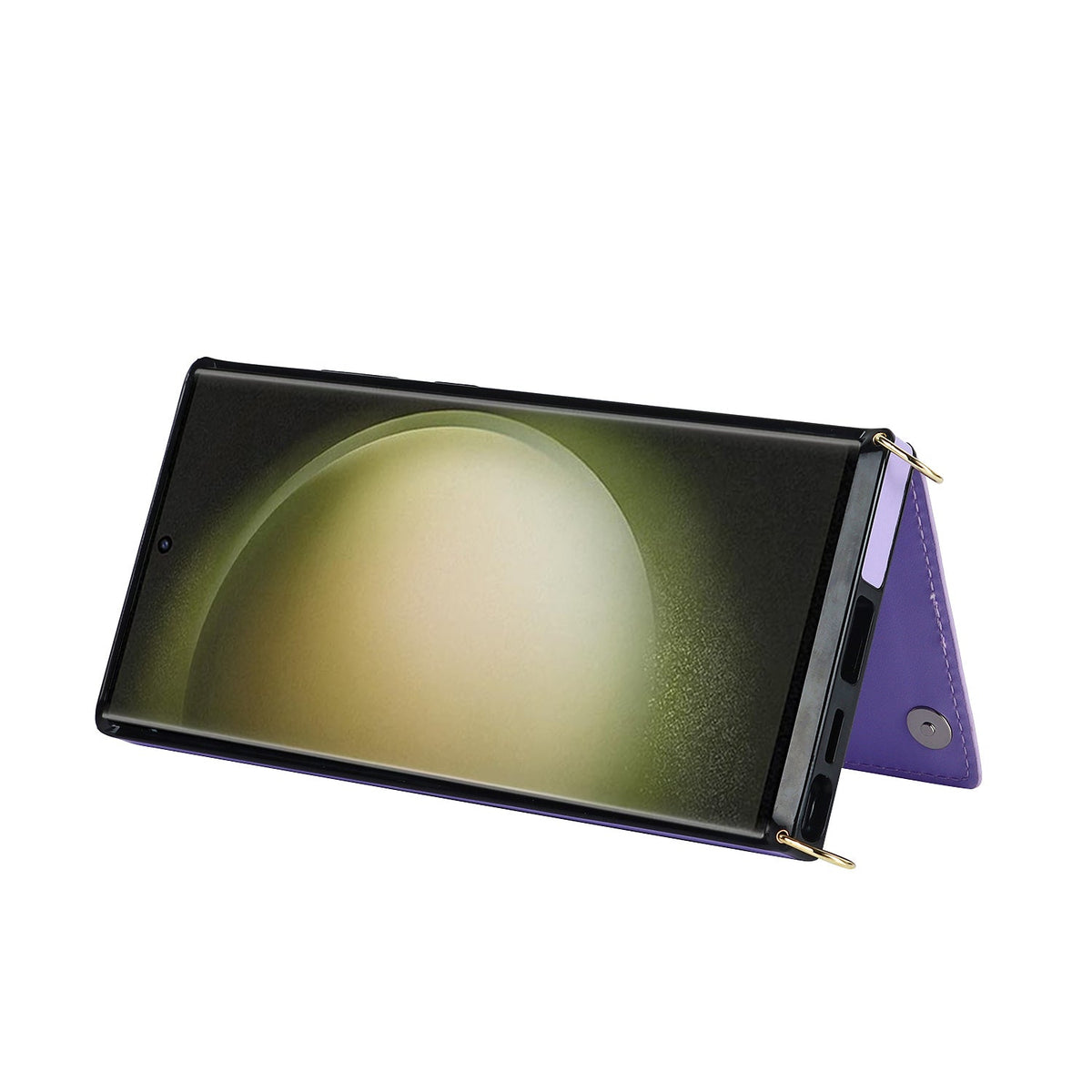 Coque Samsung Galaxy S24 Ultra - Violet - Étui arrière de luxe avec cordon et fermeture éclair