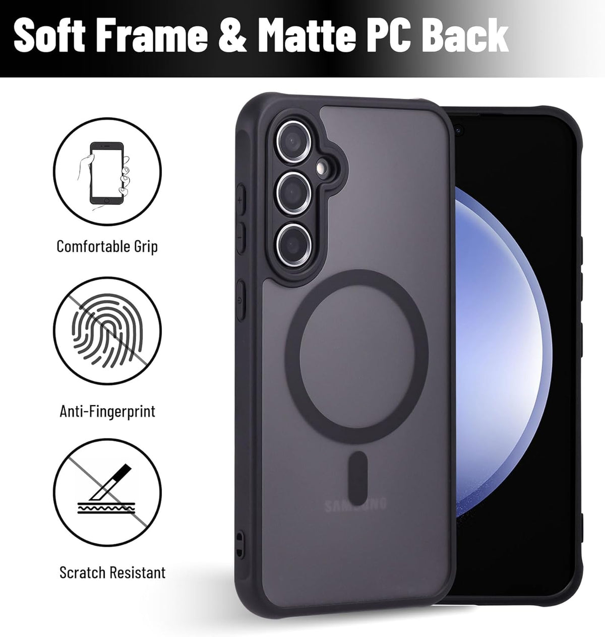 Samsung Galaxy A27 Hoesje - Zwart - Matte Armor MagSafe Back Cover met Camerabescherming