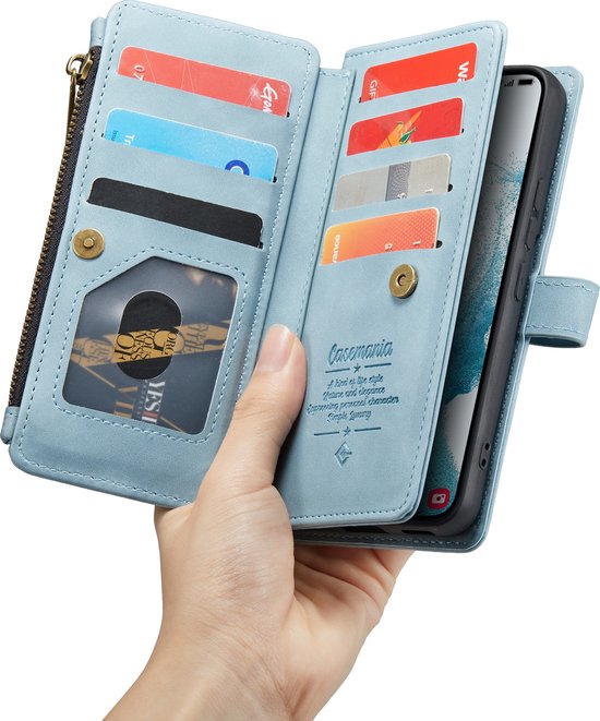 Samsung Galaxy S23 Hoesje - Aqua Blue - Luxe Bookcase met Rits
