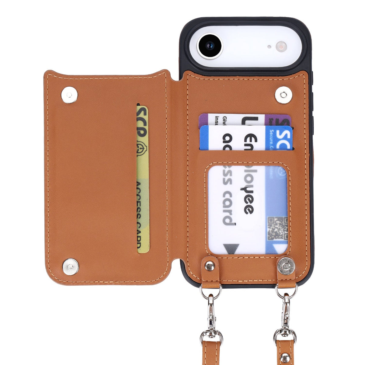 Apple iPhone Air Case - Brown - Luxury Back Cover with Phone Strap and Zipper