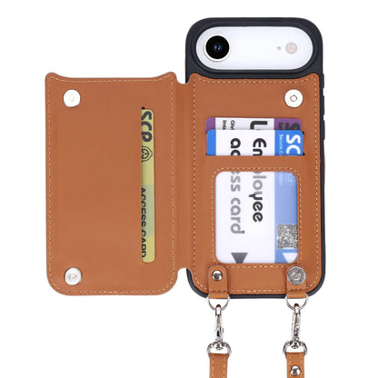 Apple iPhone Air Case - Brown - Luxury Back Cover with Phone Strap and Zipper
