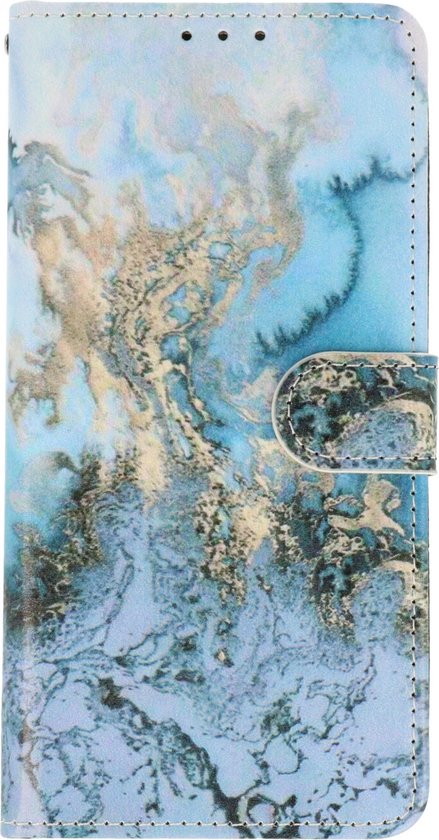 Samsung Galaxy A03S Hoesje - Marmer Blauw - Print Bookcase