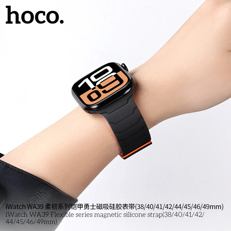 Apple Watch Bandje 38/40/41/42 mm - Hoco Magnetisch Siliconen - Starlight met Oranje