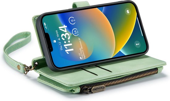 iPhone 14 Hoesje - Pistache Green - Luxe Bookcase met Rits