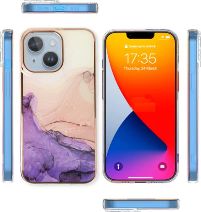 Apple iPhone 15 Plus Case - Purple - Silicone Marble Back Cover