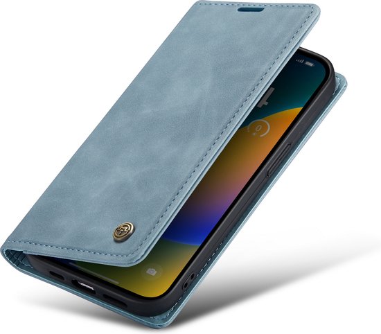 Apple iPhone 14 Pro Hoesje - Aqua Blue - Dunne Bookcase