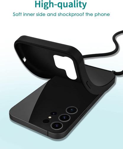 Samsung Galaxy S24 Ultra Hoesje - Zwart - Siliconen Back Cover met Telefoonkoord