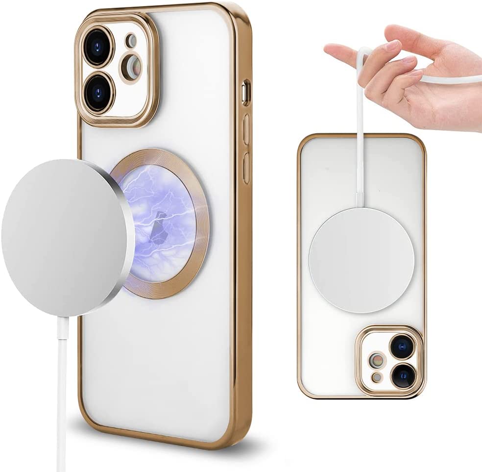 iPhone 12 Hoesje - Goud - Siliconen Magsafe Back Cover