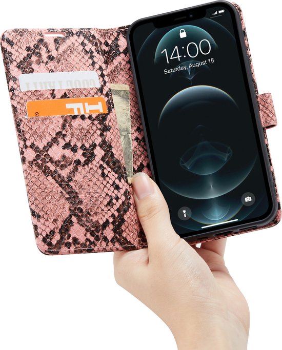 Apple iPhone 11 Hülle - Rosa - Schlangenprint Klapphülle