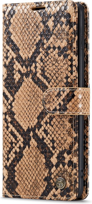 Samsung Galaxy S10+ Hoesje - Beige - Luxe Slangen Bookcase