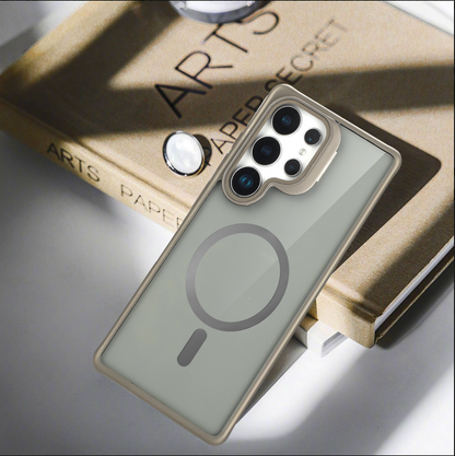 Samsung Galaxy S26 Hoesje - Grijs - Bumper Matte MagSafe Back Cover met Camera Kickstand