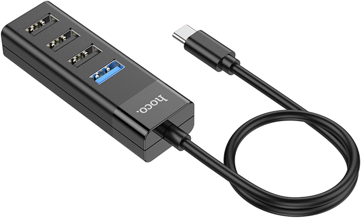 Hoco 4 in 1 Poort USB Hub - Type C naar 1X USB-A 3.0 en 3X USB-A 2.0