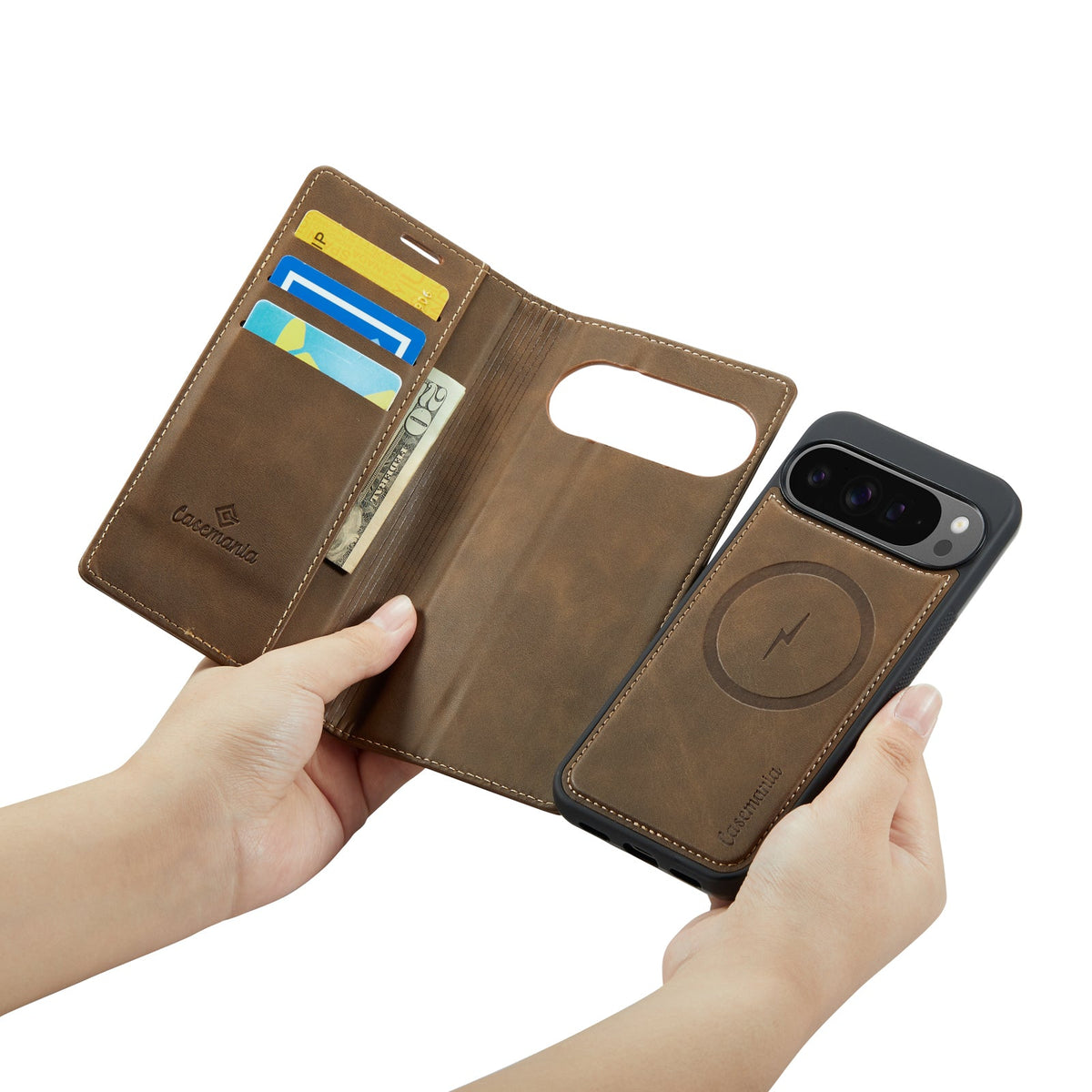 Google Pixel 10 Hoesje - Mahogany Brown - Luxe 2 in 1 MagSafe Bookcase