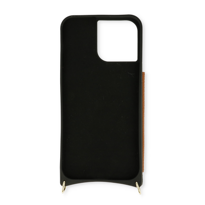 Apple iPhone 14 Hoesje - Bruin - Luxe Back Cover met Telefoonkoord