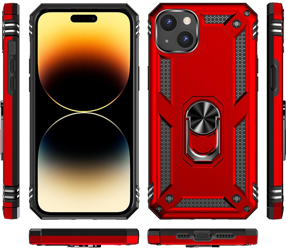 Apple iPhone 15 Plus Hülle - Rot - Armor-Ständer-Backcover