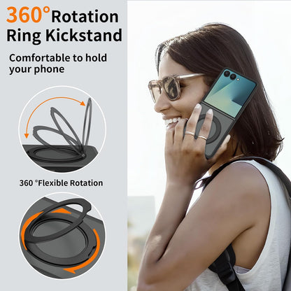Coque Samsung Galaxy Z Flip8 - Noir avec support - Étui arrière Matte Armor MagSafe avec support