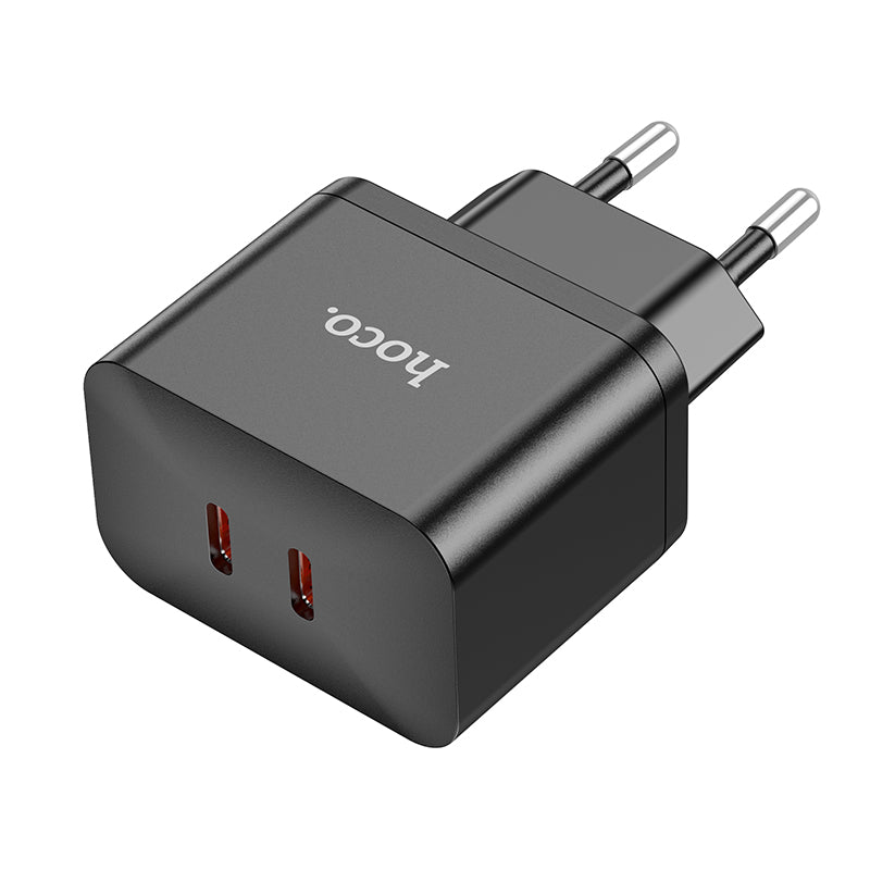 Chargeur rapide Hoco 35W à 2 ports USB-C avec câble USB-C 1 m - Noir