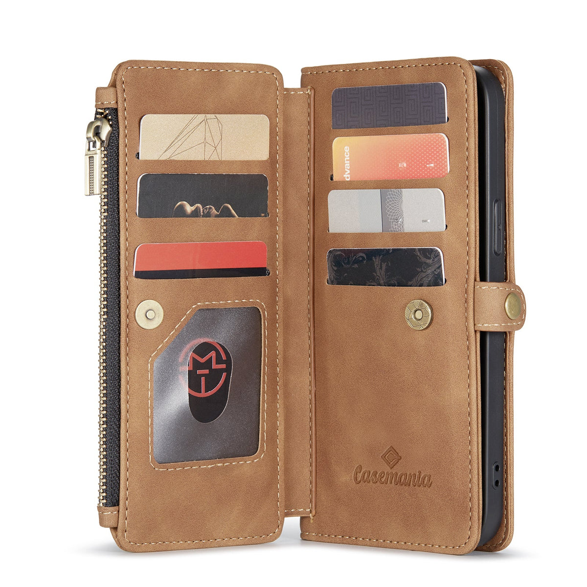 Apple iPhone 15 Plus Hoesje - Sienna Brown - Luxe Portemonnee MagSafe Bookcase met Rits en Telefoonkoord