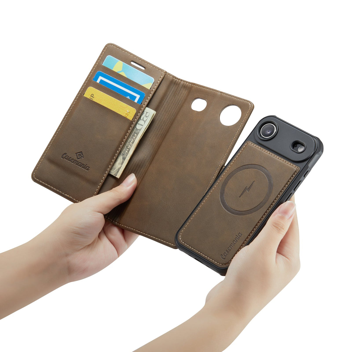 Apple iPhone Air Case - Mahogany Brown - Luxury 2-in-1 MagSafe Wallet Case