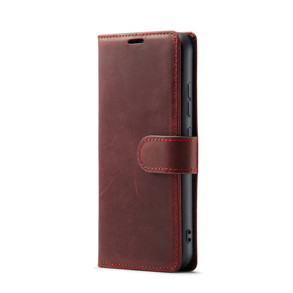 Samsung Galaxy S25 Plus Hoesje - Crimson Red - Echt Leren Bookcase