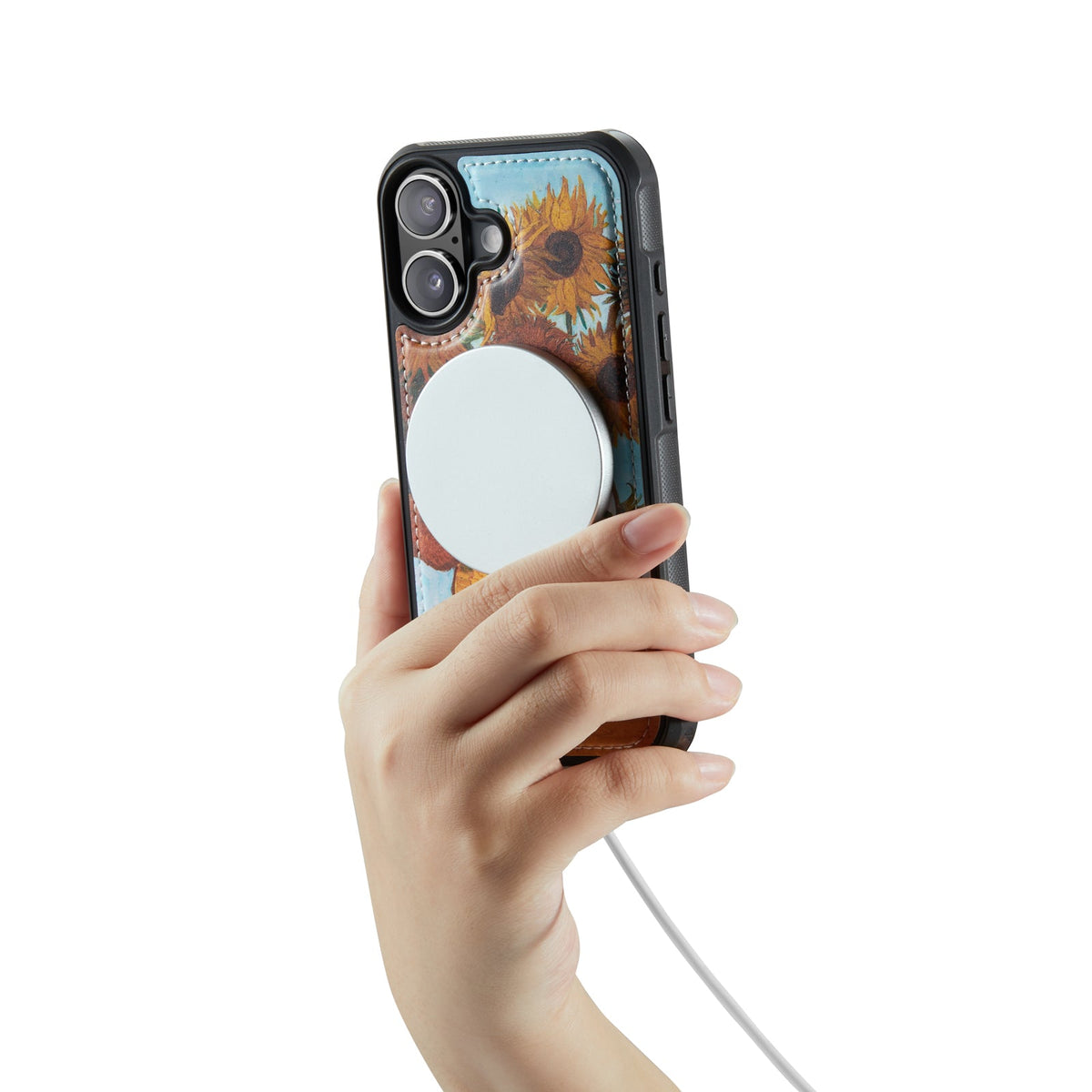 Apple iPhone 17 Hoesje - Zonnebloemen - Kunstleer MagSafe Back Cover
