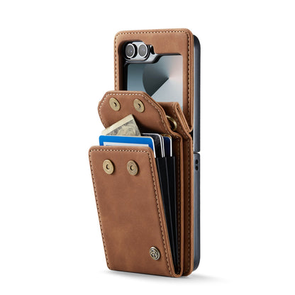 Samsung Galaxy Z Flip 7 FE Case - Sienna Brown - Wallet Case with Phone Strap