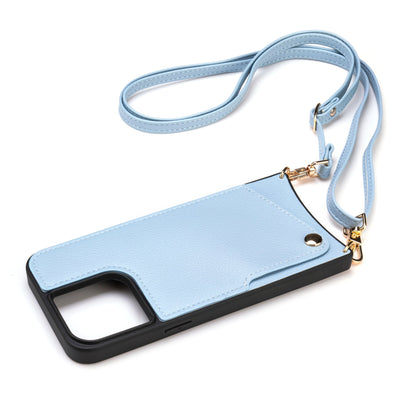 Apple iPhone 15 Pro Hoesje - Blauw - Back Cover met Pols Bandje en Telefoonkoord