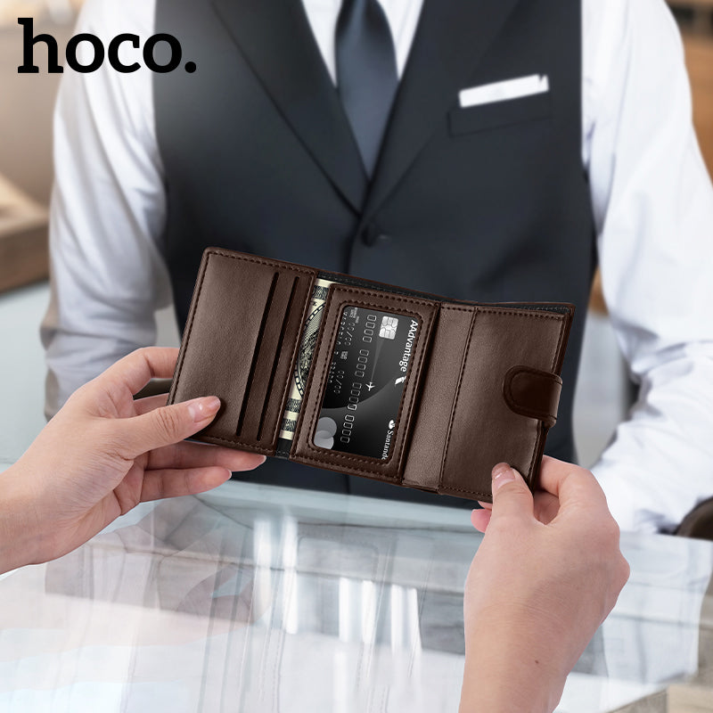 Hoco Pop-up Wallet with Zip - Brown