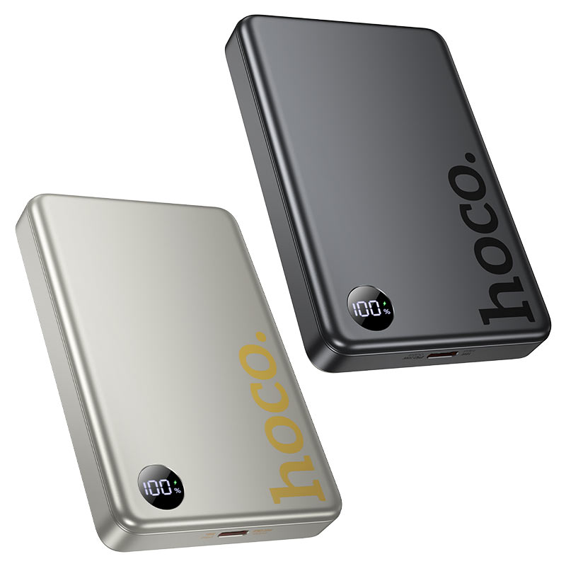 Hoco Powerbank 10.000mAh Magnetisch Draadloos - Metallic Gray