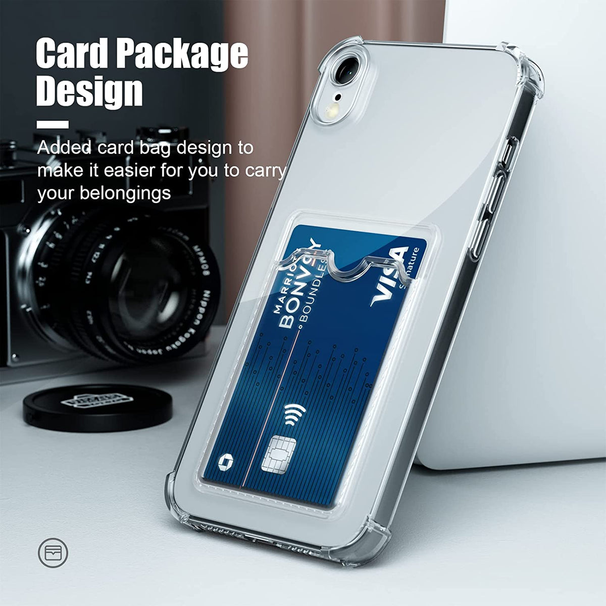 Apple iPhone XR Case - Clear - Back Cover with Card Holder