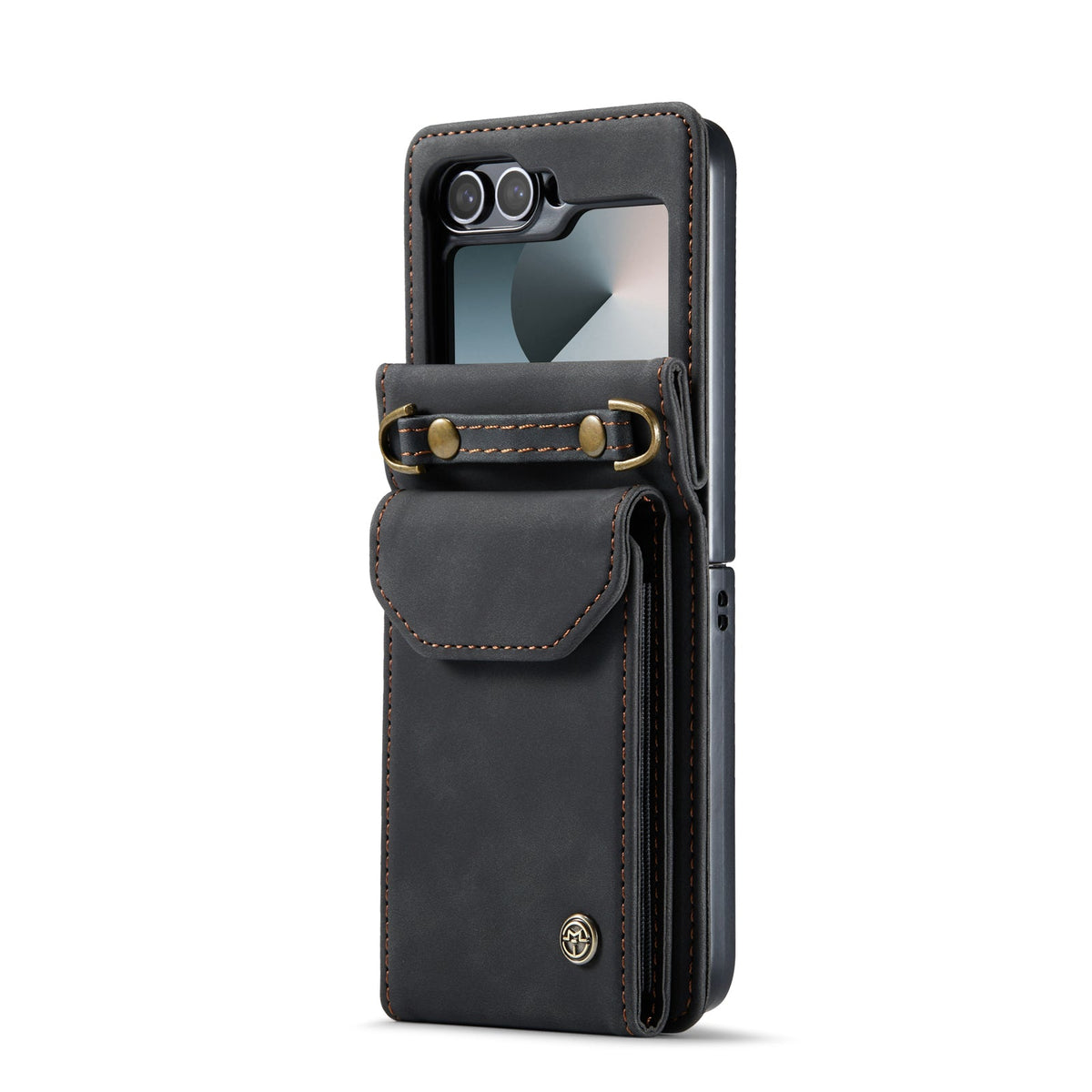 Samsung Galaxy Z Flip 6 Case - Charcoal Gray - Wallet Case with Phone Strap
