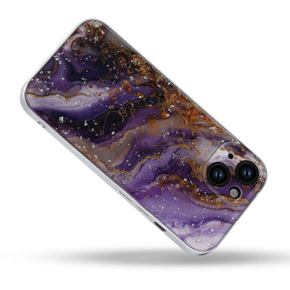 Apple iPhone 15 Hoesje - Paars - Marmer Glitter MagSafe Back Cover