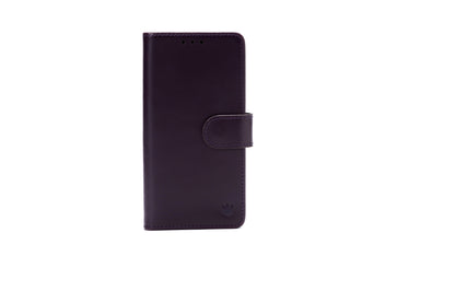 iPhone 17 Case - Dark Purple - Genuine Leather Wallet Case