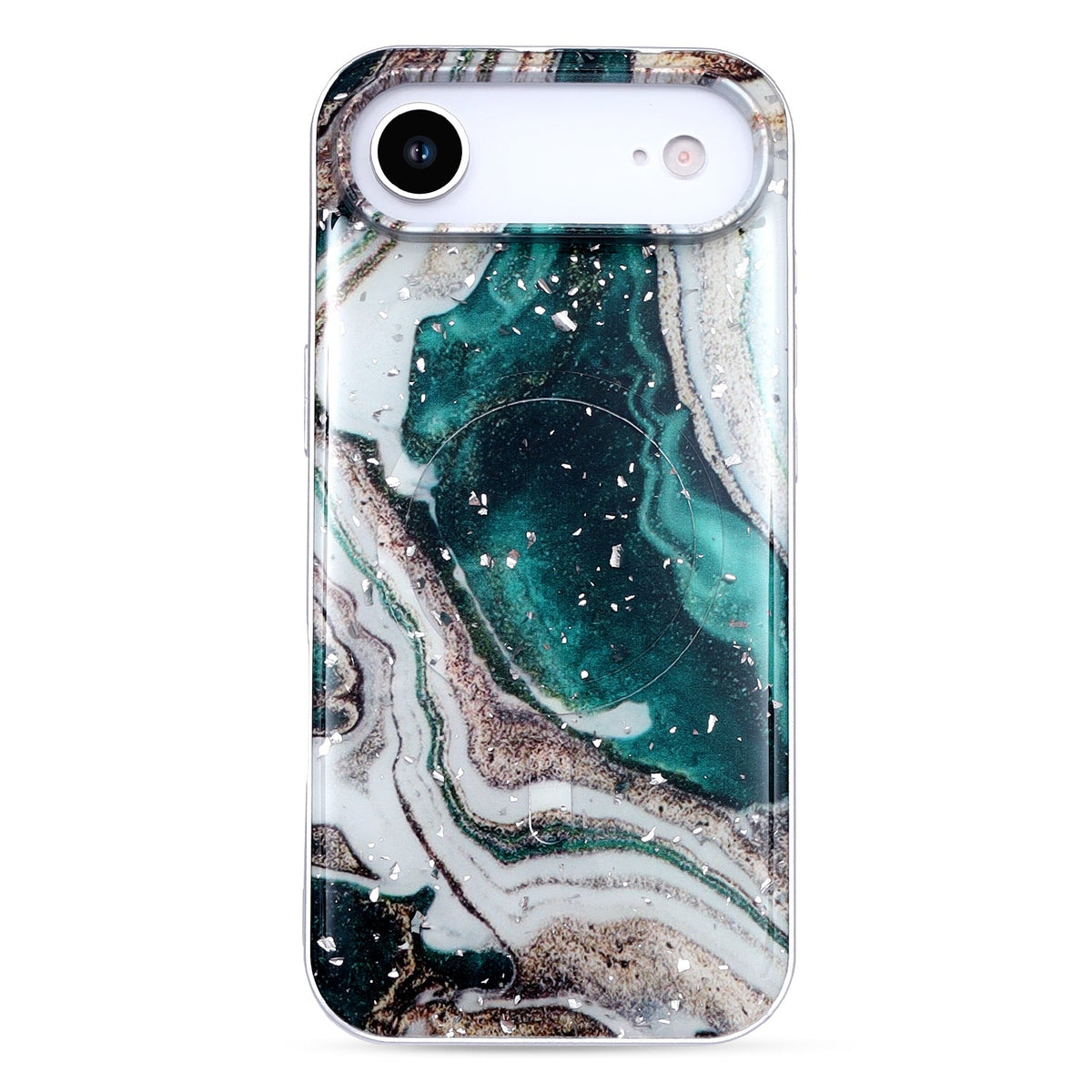 Apple iPhone Air Hoesje - Groen - Marmer Glitter MagSafe Back Cover