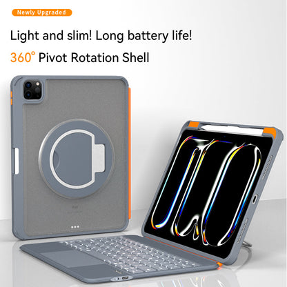 iPad Air 10.9 inch (2020/2022) - Grijs - Split Keyboard Case met Draaibaar + Touchpad + Verlichting