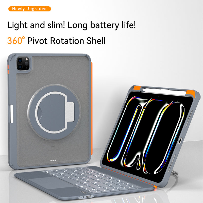 iPad Pro 11 inch (2018/2020/2021/2022) - Grijs - Split Keyboard Case met Draaibaar + Touchpad + Verlichting