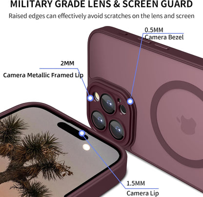 iPhone 16 Pro Hoesje - Bordeaux - Matte Armor MagSafe Back Cover