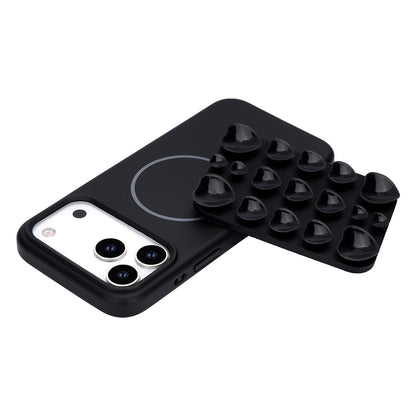 Apple iPhone 17 Pro Max Hoesje - Zwart - Siliconen Back Cover met Afneembare Hartjes Zuignappen