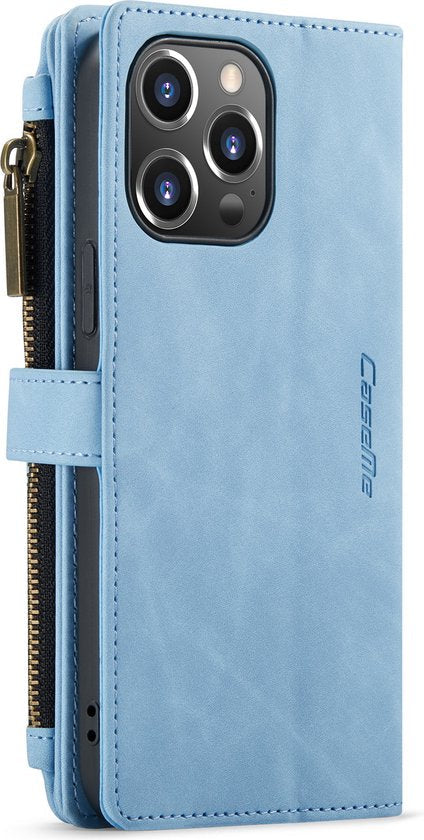 Apple iPhone 13 Pro Max Hoesje - Sky Blue - Luxe Bookcase met Rits