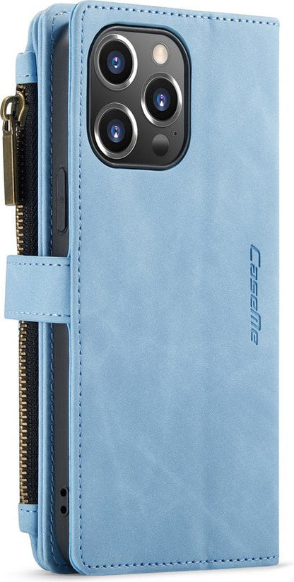 Apple iPhone 13 Pro Max Hoesje - Sky Blue - Luxe Bookcase met Rits