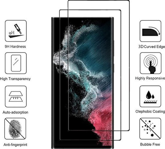Samsung Galaxy S23 Ultra Screenprotector - Full Cover - 2 Stuks
