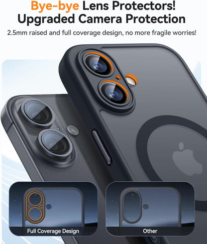 Apple iPhone 16 Plus Hoesje - Zwart - Matte Armor MagSafe Back Cover met Camerabescherming