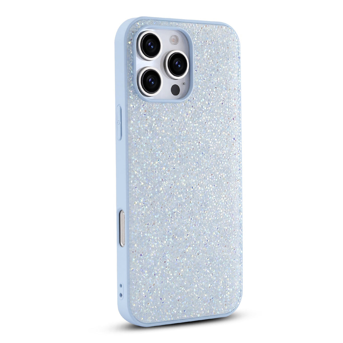 iPhone 16 Pro Hoesje - Blauw - Diamant Glitter Back Cover
