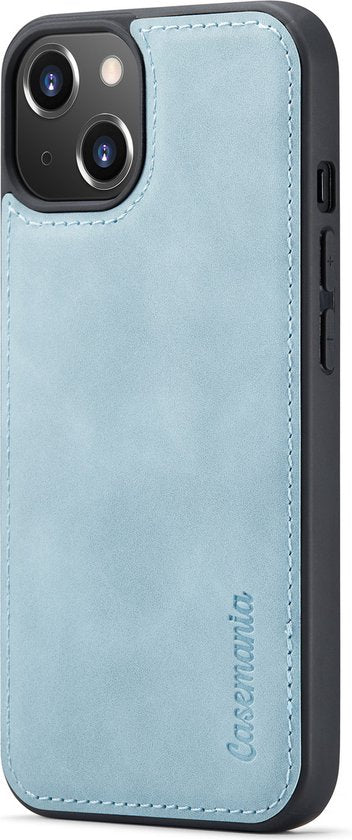 Apple iPhone 13 Mini Case - Aqua Blue - Luxury 2-in-1 Wallet Case with 10 Card Slots and Wrist Strap