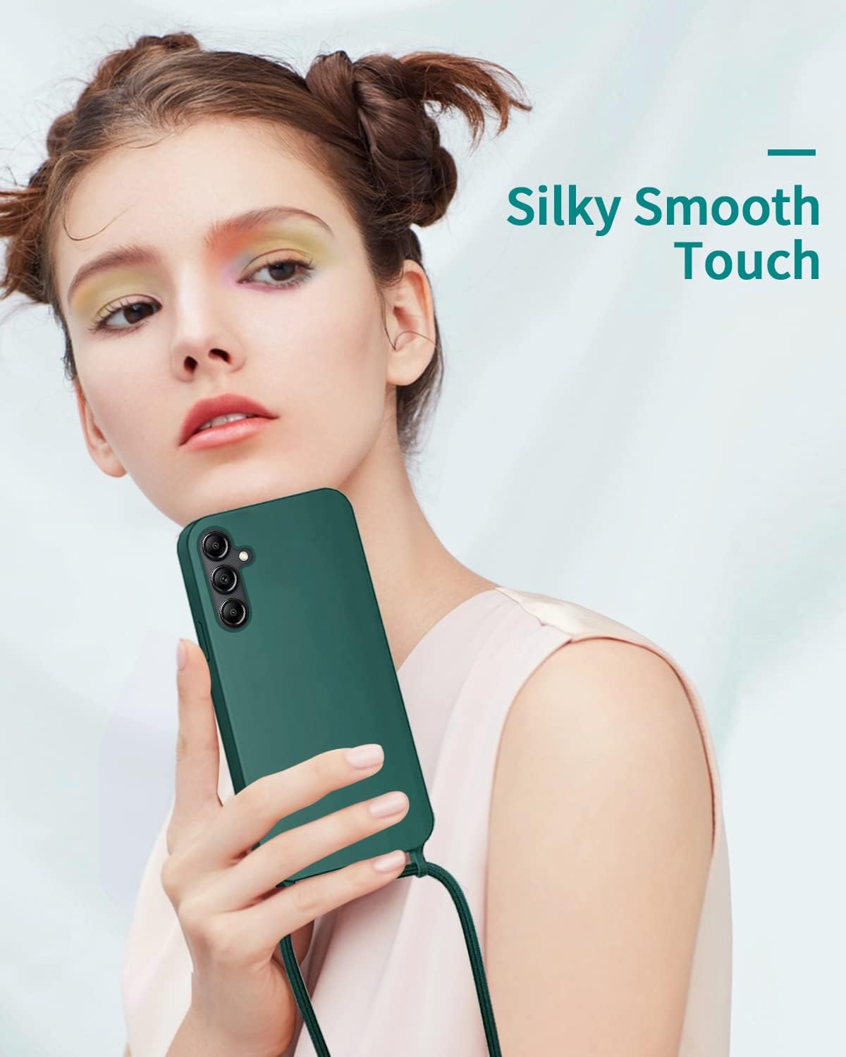 Samsung Galaxy S24 Hoesje - Groen - Siliconen Back Cover met Telefoonkoord