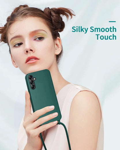 Samsung Galaxy S24 Hoesje - Groen - Siliconen Back Cover met Telefoonkoord