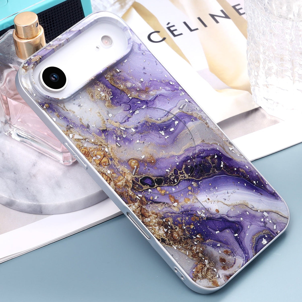 Apple iPhone Air Case - Purple - Marble Glitter MagSafe Back Cover