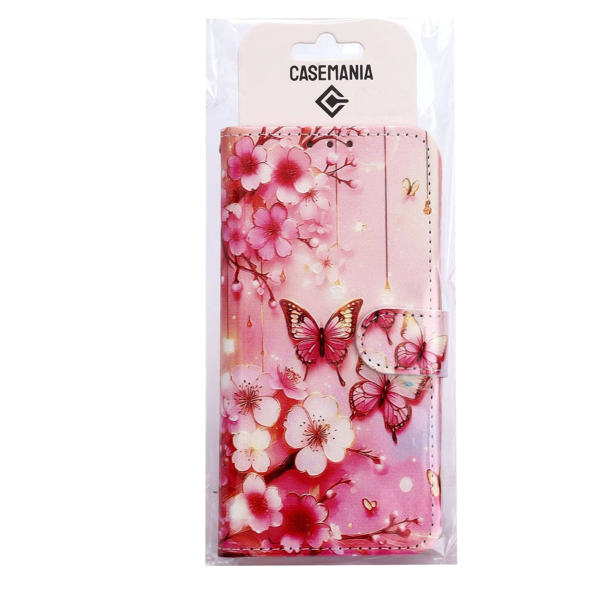 Samsung Galaxy A54 Hoesje - Roze Bloemen en Vlinders Print - Bookcase