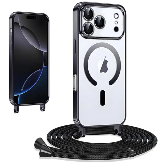 Apple iPhone 17 Pro Hülle - Schwarz - Silikon-MagSafe-Backcover mit Handykette