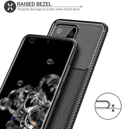 Samsung Galaxy S20 Ultra Hoesje - Zwart - Carbon Back Cover